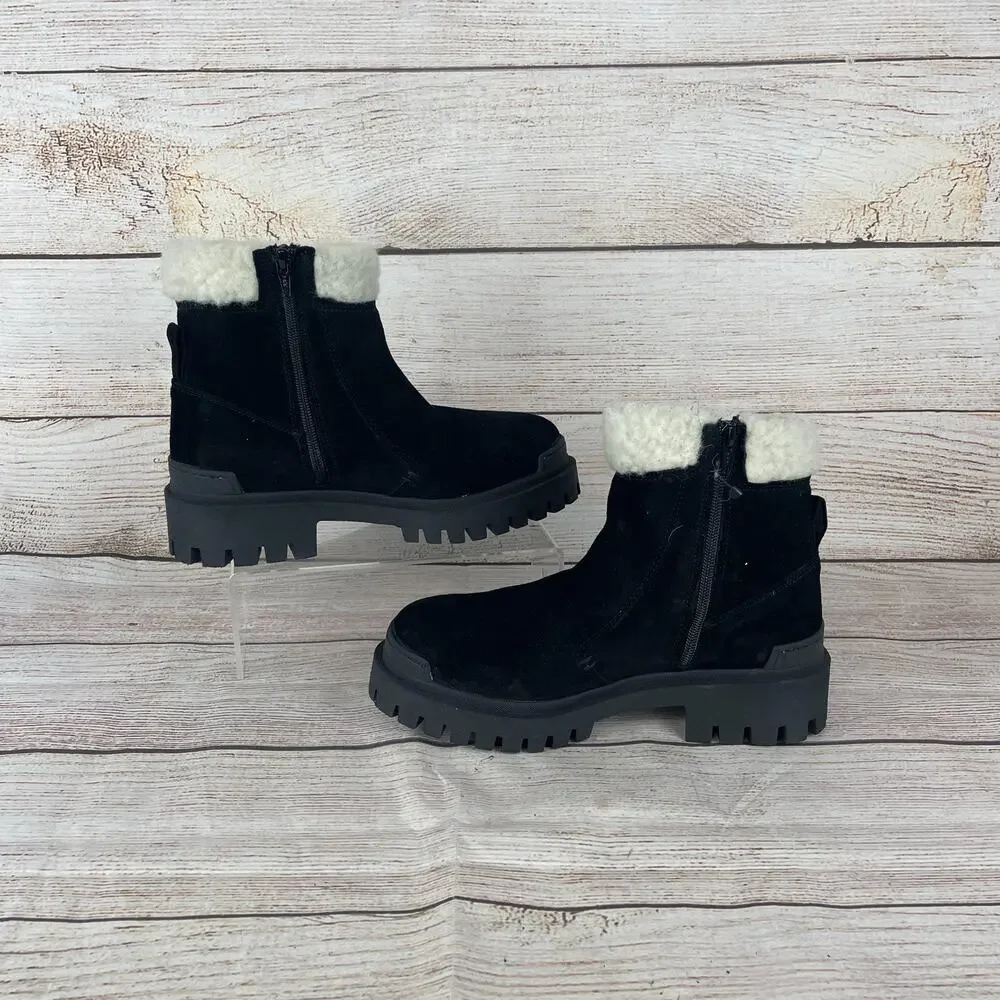 Miz Mooz Hessy Womens Sz EU 39 US 6.5-7 Ankle Boots Black Suede Wool Lining